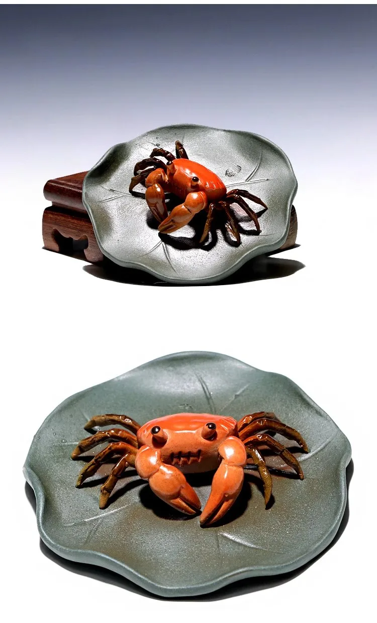 Rare old  Purple Clay Handcraft Enameled  YiXing Zi Sha Clay  (purple stoneware)Little Crab Tea Pet statue,Free shipping