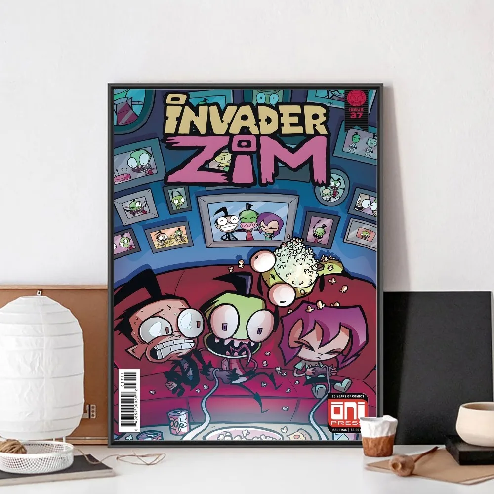 Invader Z-Zim Cartoon Poster No Framed Poster Kraft Club Bar Paper Vintage Poster Wall Art Painting Bedroom Study Stickers