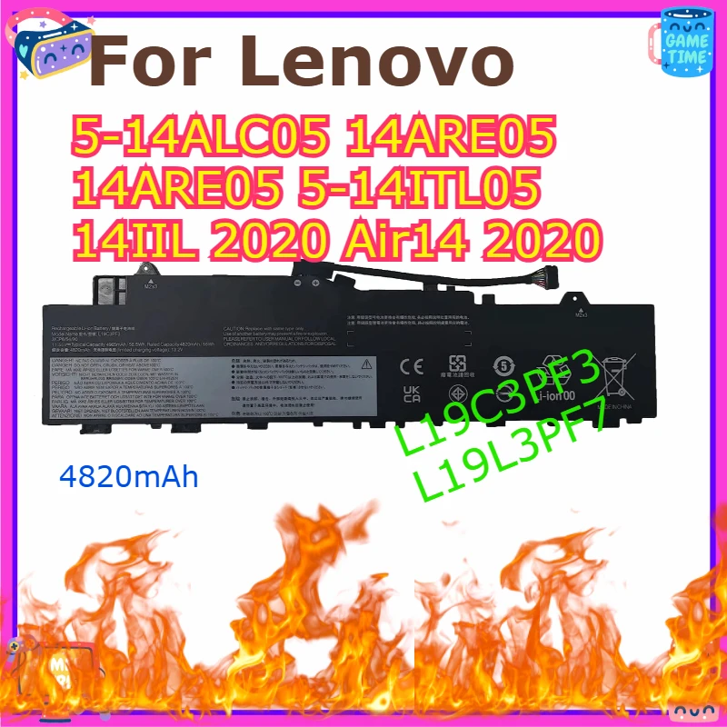 

L19C3PF3 L19L3PF7 Высококачественный аккумулятор для ноутбука емкостью 4820 мАч для Lenovo 5-14ALC05 14ARE05 14ARE05 5-14ITL05 14IIL 2020 Air14 2020