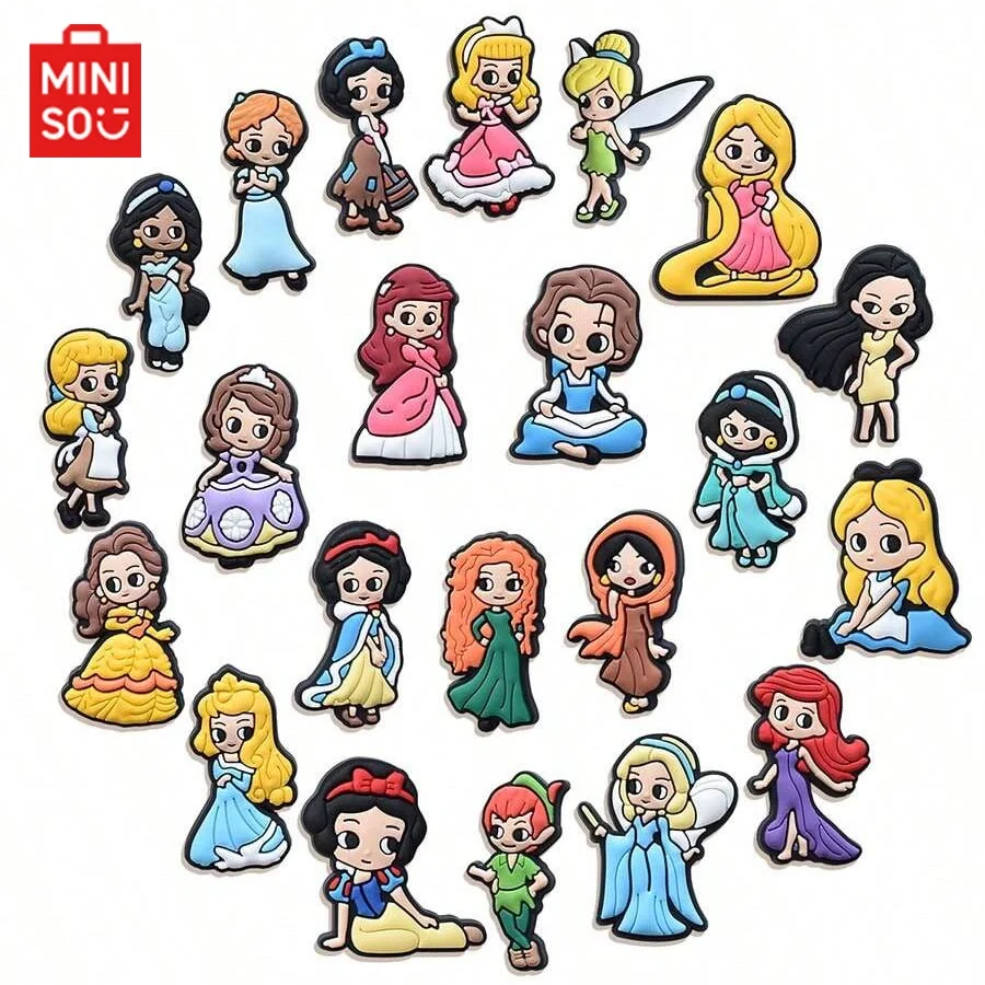 MINISO 22pcs Princess Rapunzel Shoe Charms Set For Clogs Bag Bubble Slides Sandals,PVC Shoe Decorations Beach Bag Accessories