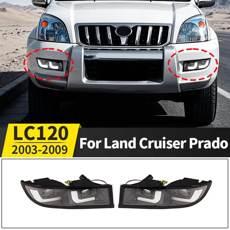 For 2003 2009 Toyota Land Cruiser Prado LC120 120 j120 LED Lens Fog Light Upgrade Replacement Car Exterior Lighting Accessories