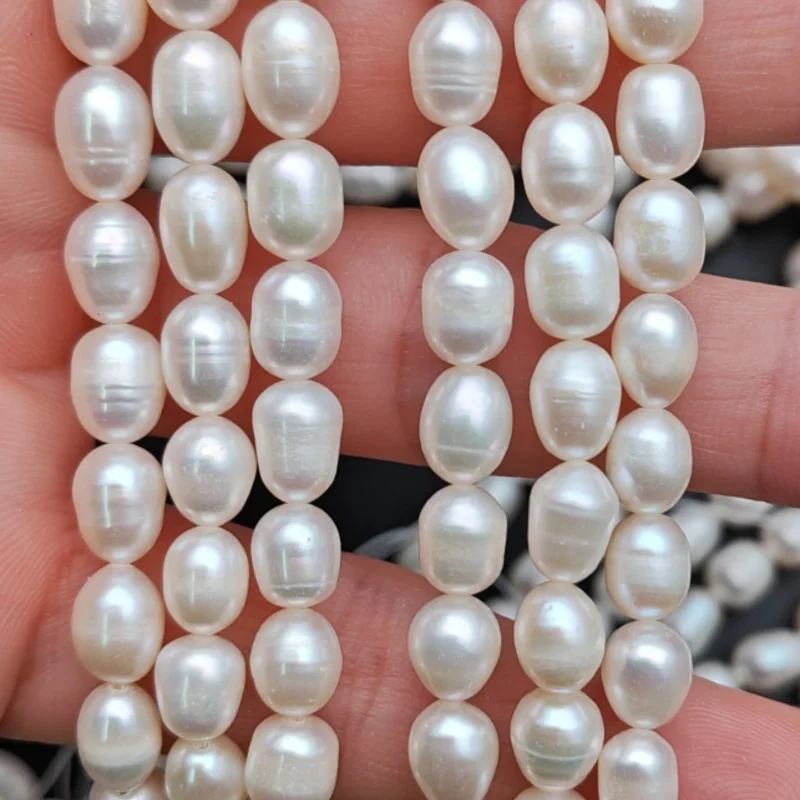 6x7mm Natural Freshwater Rice Shape Pearl Loose Beads DIY Necklace Bracelet Jewelry Findings 10 Strands/lot