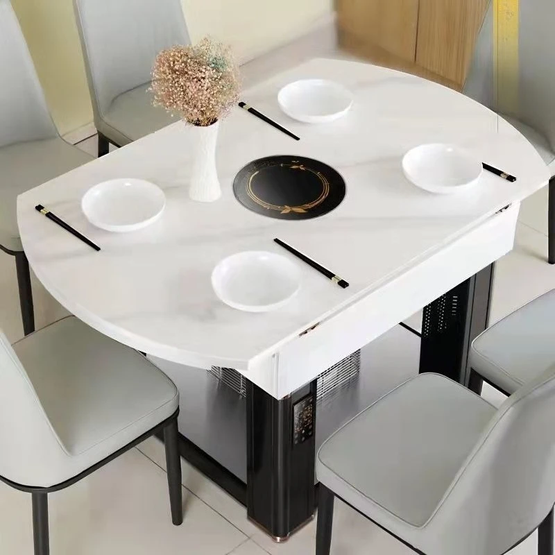 

Natural gas fire table Gas and electricity dual-purpose heating stove Round table Dining table folding
