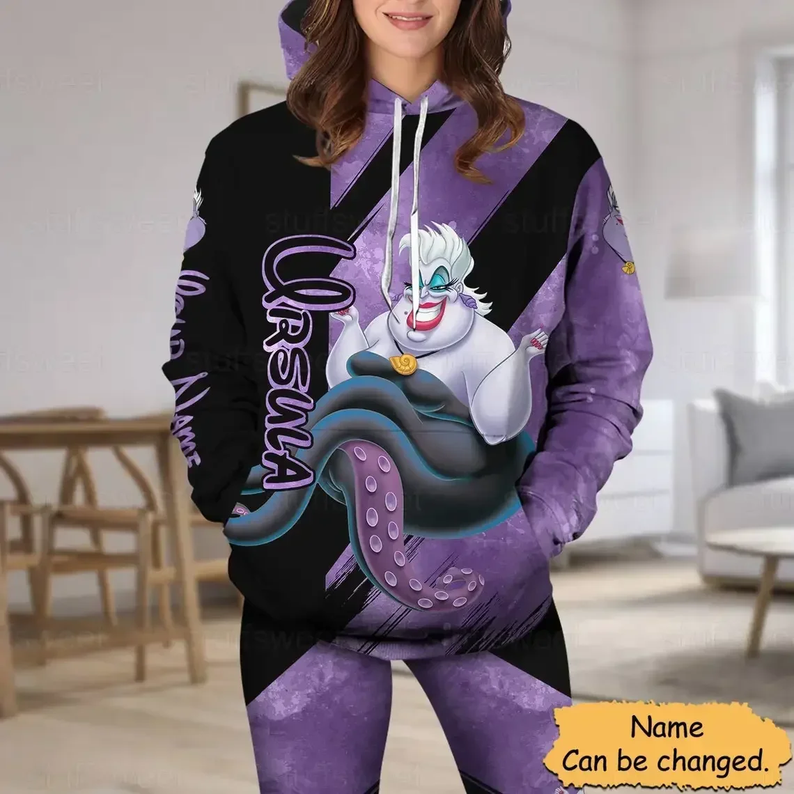 

New The Little Mermaid Ursula Hoodie And Leggings Yoga Set Women's Disney Yoga Leggings Sweatpants Hoodie Fashion Womens Suit