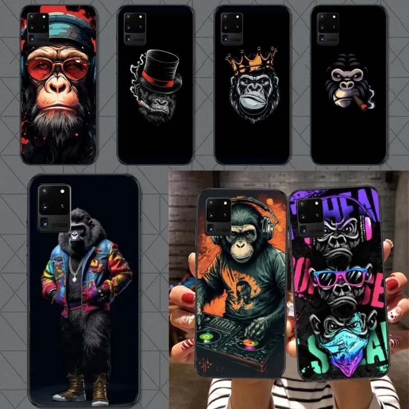 Monkey Orangutan Smart Phone Case for Samsung A91 A81 A73 A72 A71 A30S A20 A12 A13 A52 A53 4G 5G Black Soft Phone Cover Funda