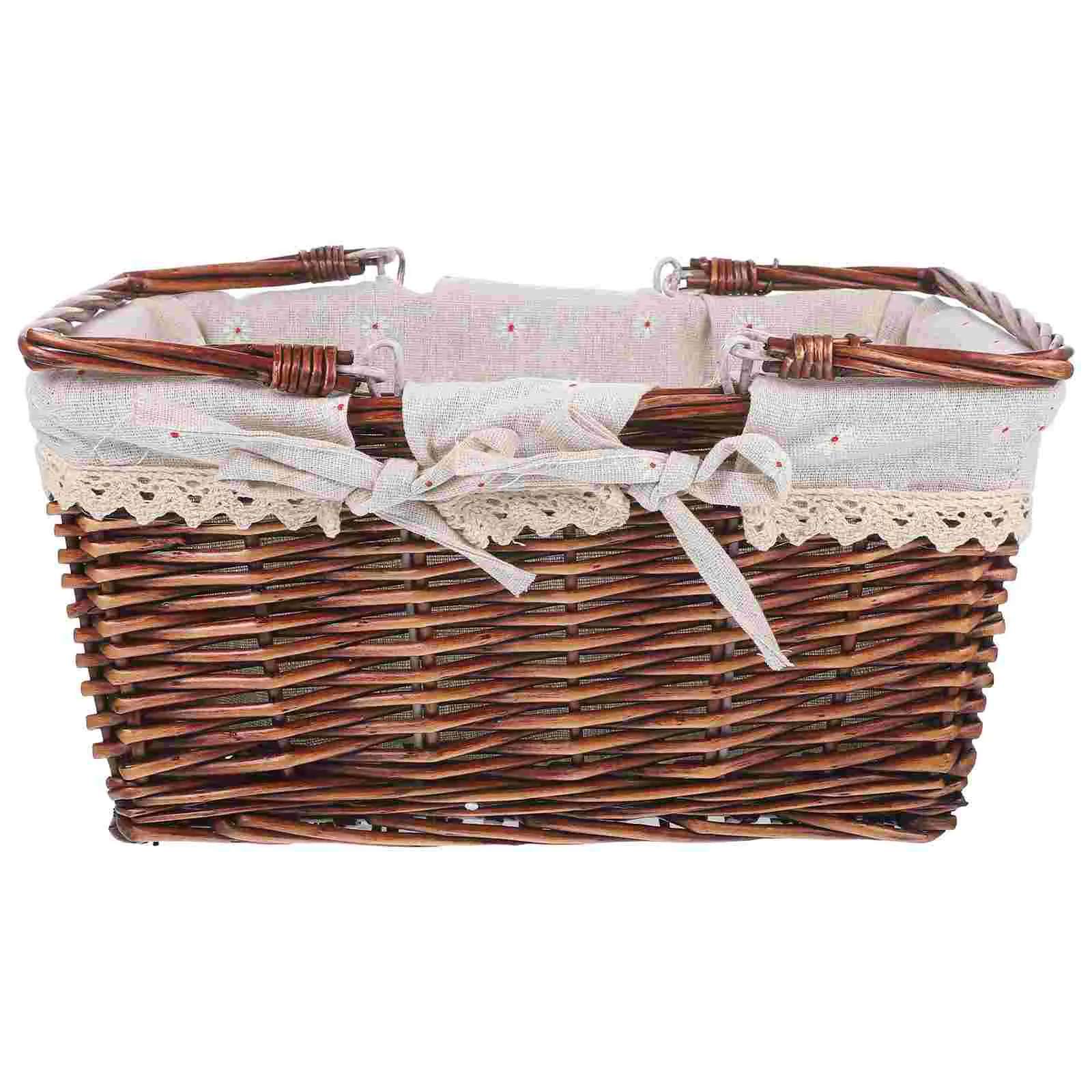 

Rattan Picnic Basket Hand-made Vegetable Shop Fruit Organizer Storage Baskets for Gifts