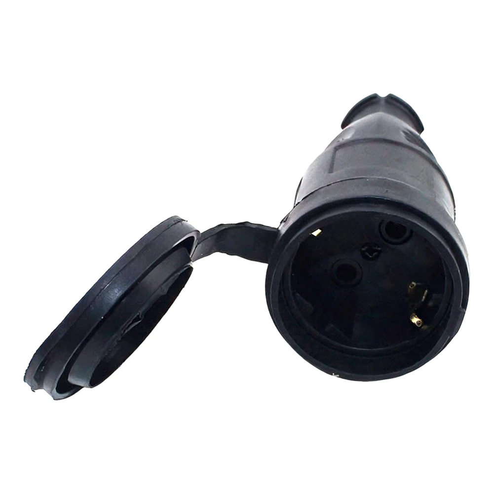 Black IP44 Outdoor Socket Coupling with Strain Relief and Screw Terminals for Reliable Power Distribution Outside