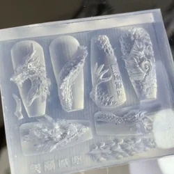 Nail Mold Dragon Loong 3d Carving Silicone Nailart Template