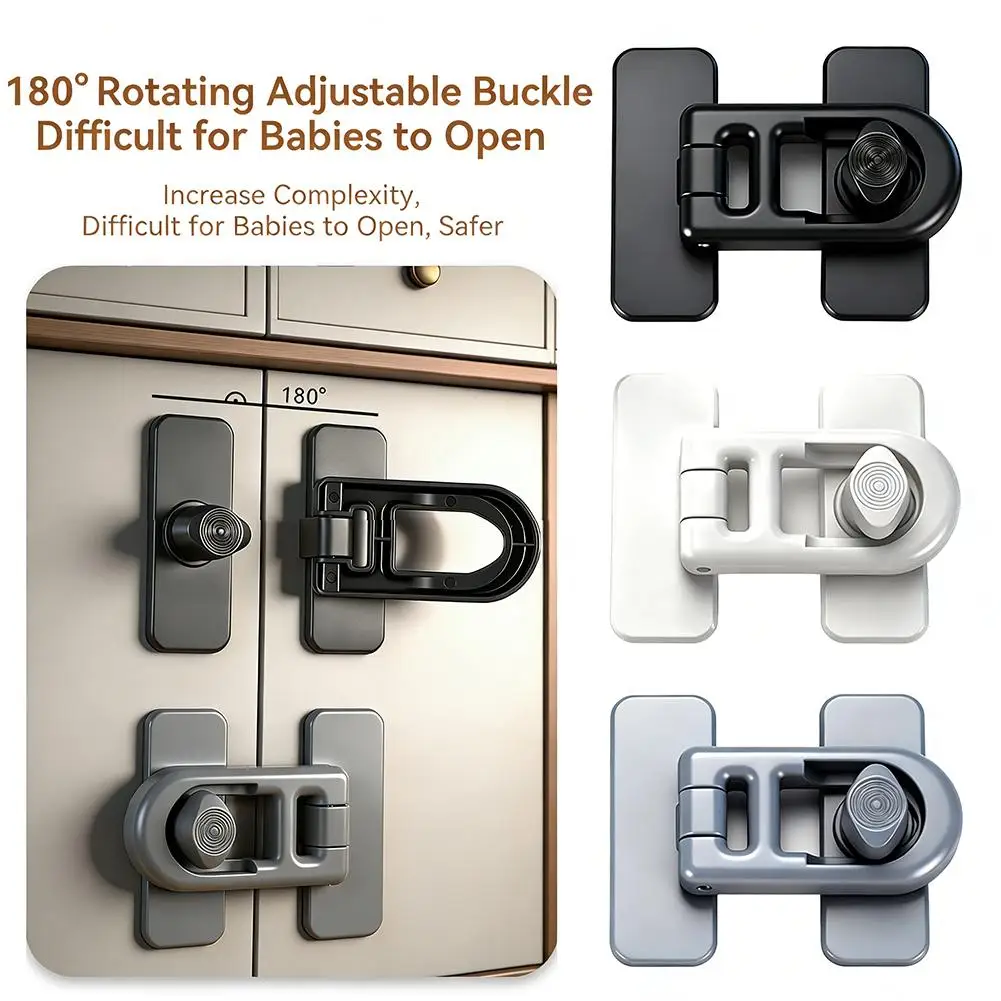 Child Safety Lock 1Pcs 180° Rotation Thickened ABS Drawer Cabinet Door Latch No Drill Refrigerator Security Clasp Baby Anti-Pinc