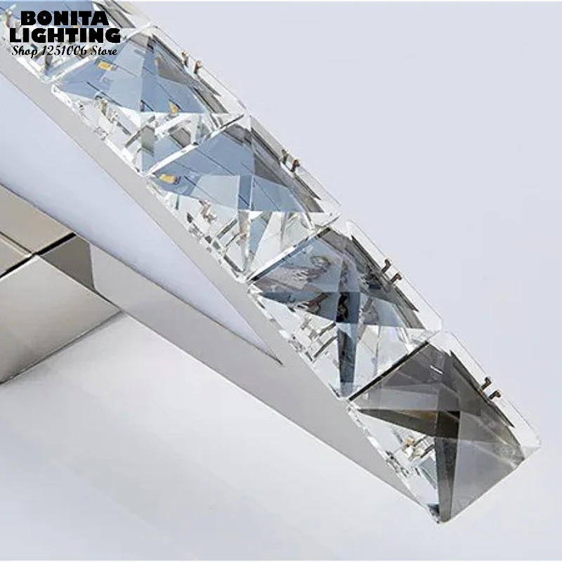 LED Bathroom Mirror Lights, European Luxury Diamond Crystal Makeup Vanity Light, Stainless Steel Wall Lamp Waterproof Fogproof