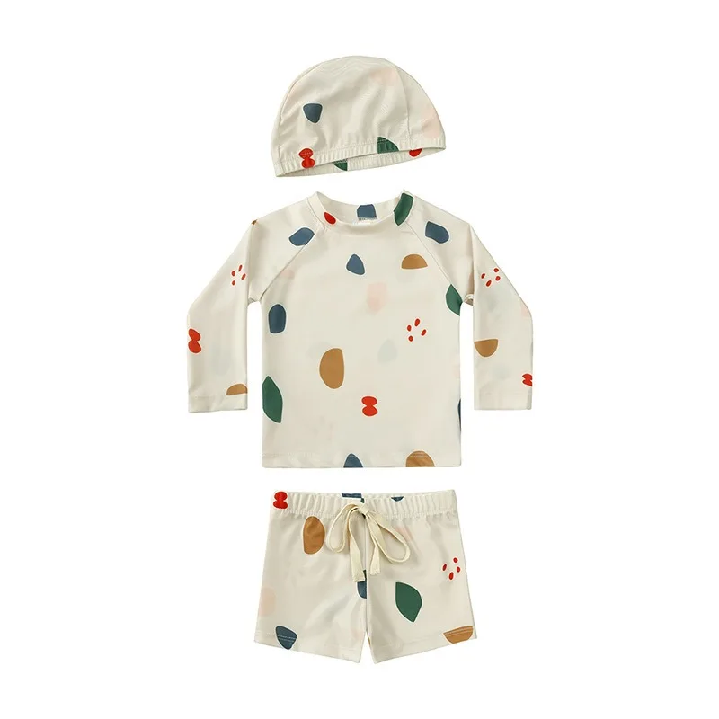 New 2026 Boy Swimsuit Printed Long Sleeve Girl Boy Swimwear Cartoon Children Two Pieces Bathing Suit Beachwear Monokini image 3