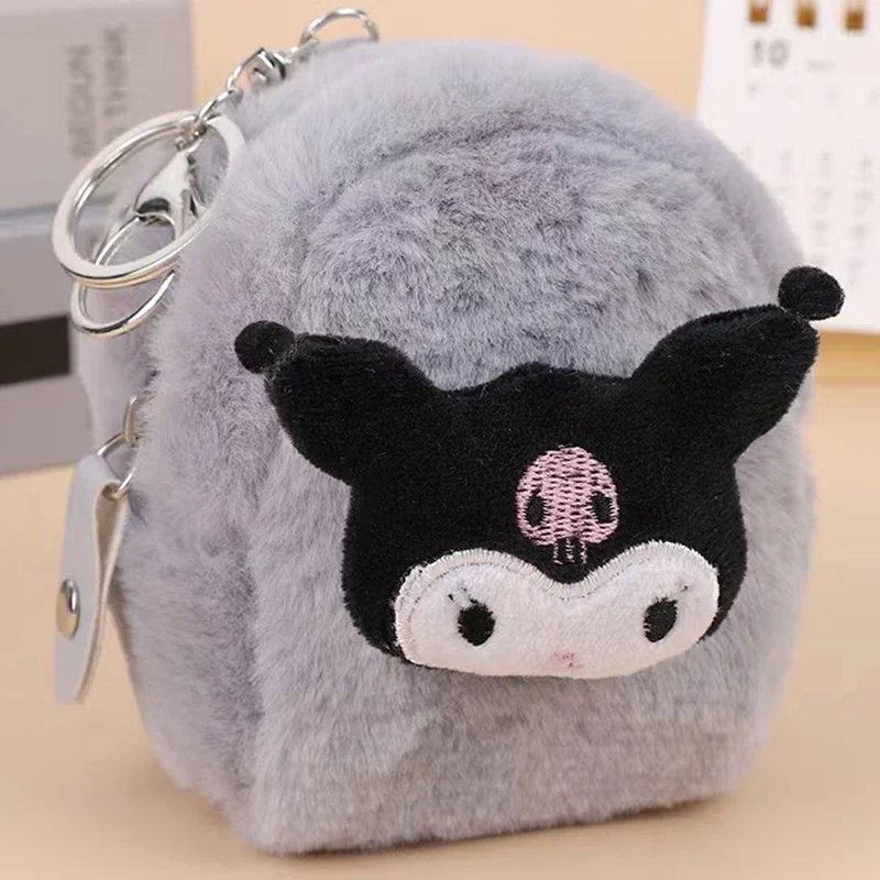 Sanrio Coin Purse Kuromi Cute Keychain Bag Wallet Plush Pendant Mymelody Pouch Doll Keyring Pendant Soft Stuffed Toy gift