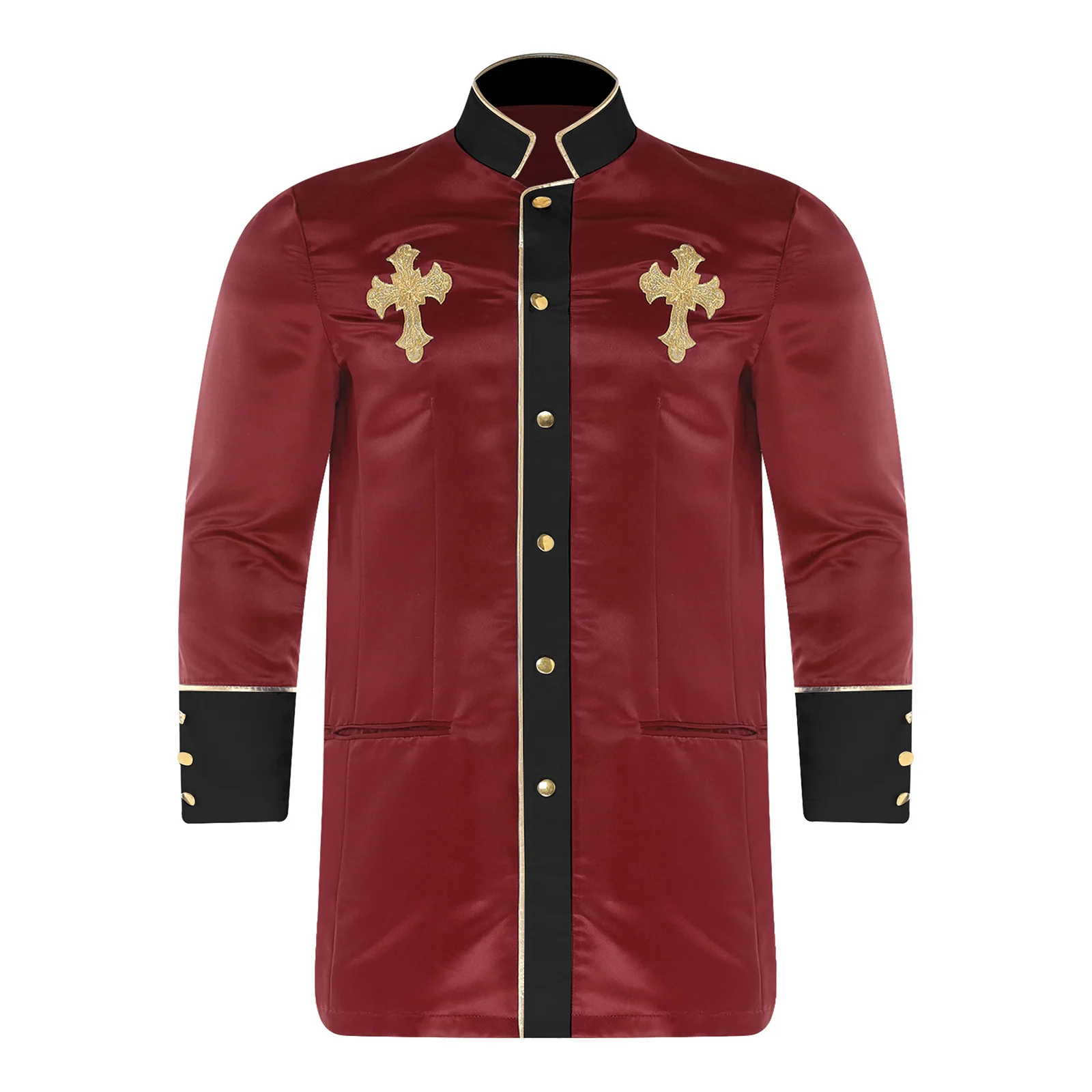 

Halloween Carnival Churchman Clergy Priest Performance Jackets Robe Men's Long Sleeve Stylish Shirt Tops for Halloween Carnival