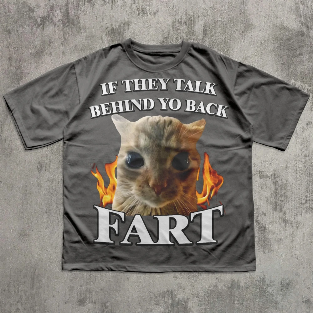 إذا تتحدث خلف ظهرك عنك تي شيرت تعبيرية مضحكة على شكل قطة ضرطة، تي شيرت قطة سخيفة، هدية غبية، تي شيرت بدون دماغ #2