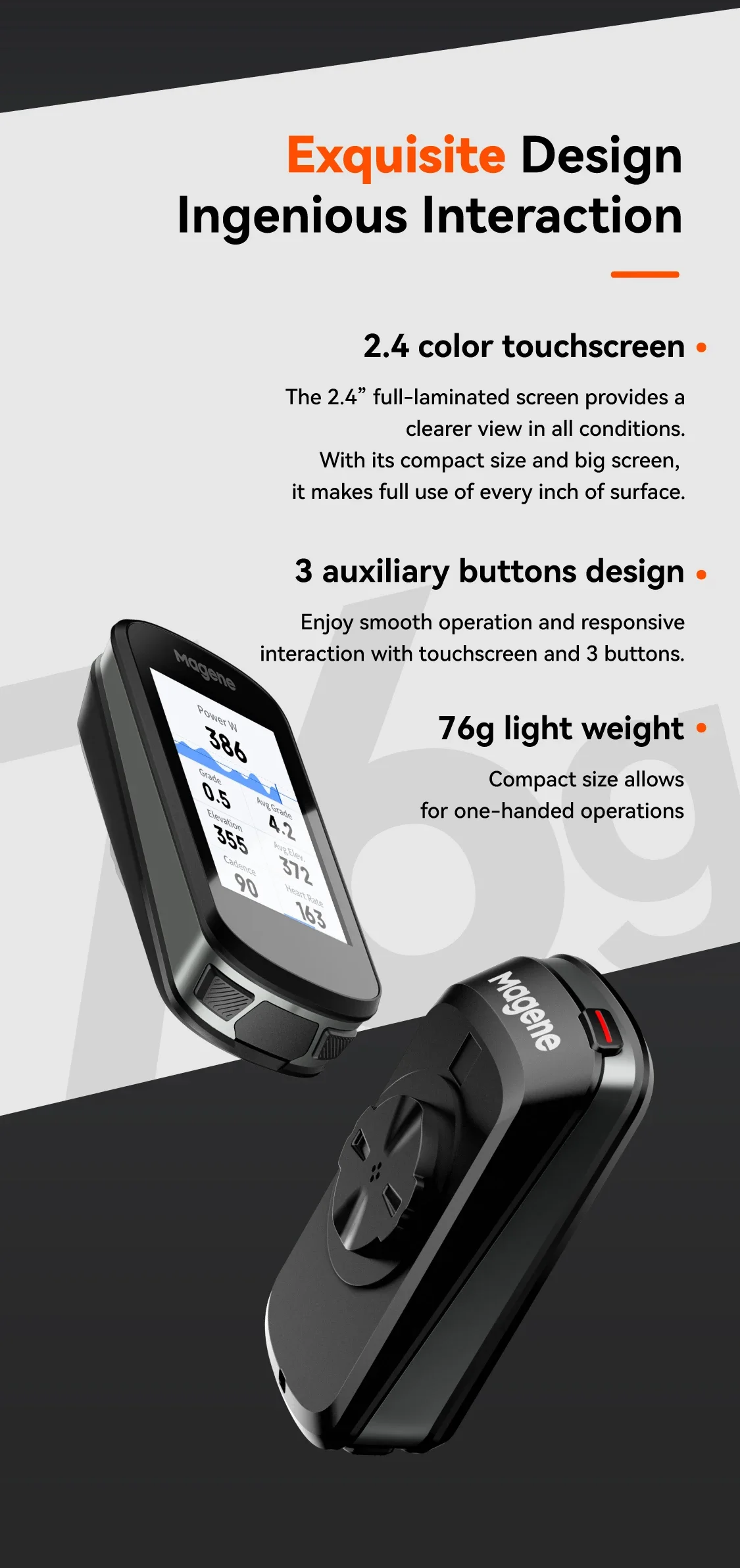 Magene C506 GPS-Fahrradcomputer, Navigation, WiFi, Zyklus, Tachometer, Radfahren, digitale Stoppuhr, 2,4 Kilometerzähler, Bluetooth, Ant Indoor – Detail 3