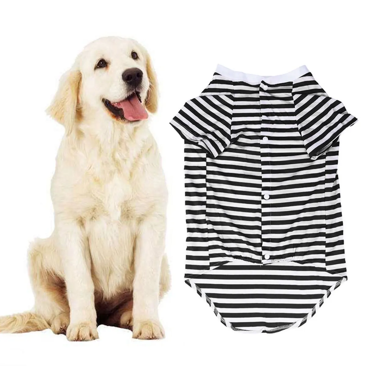 

Clothes Striped Cotton For Medium To Large Dogs Black White T Shirt Cotton Vest Vest Pet Apparel