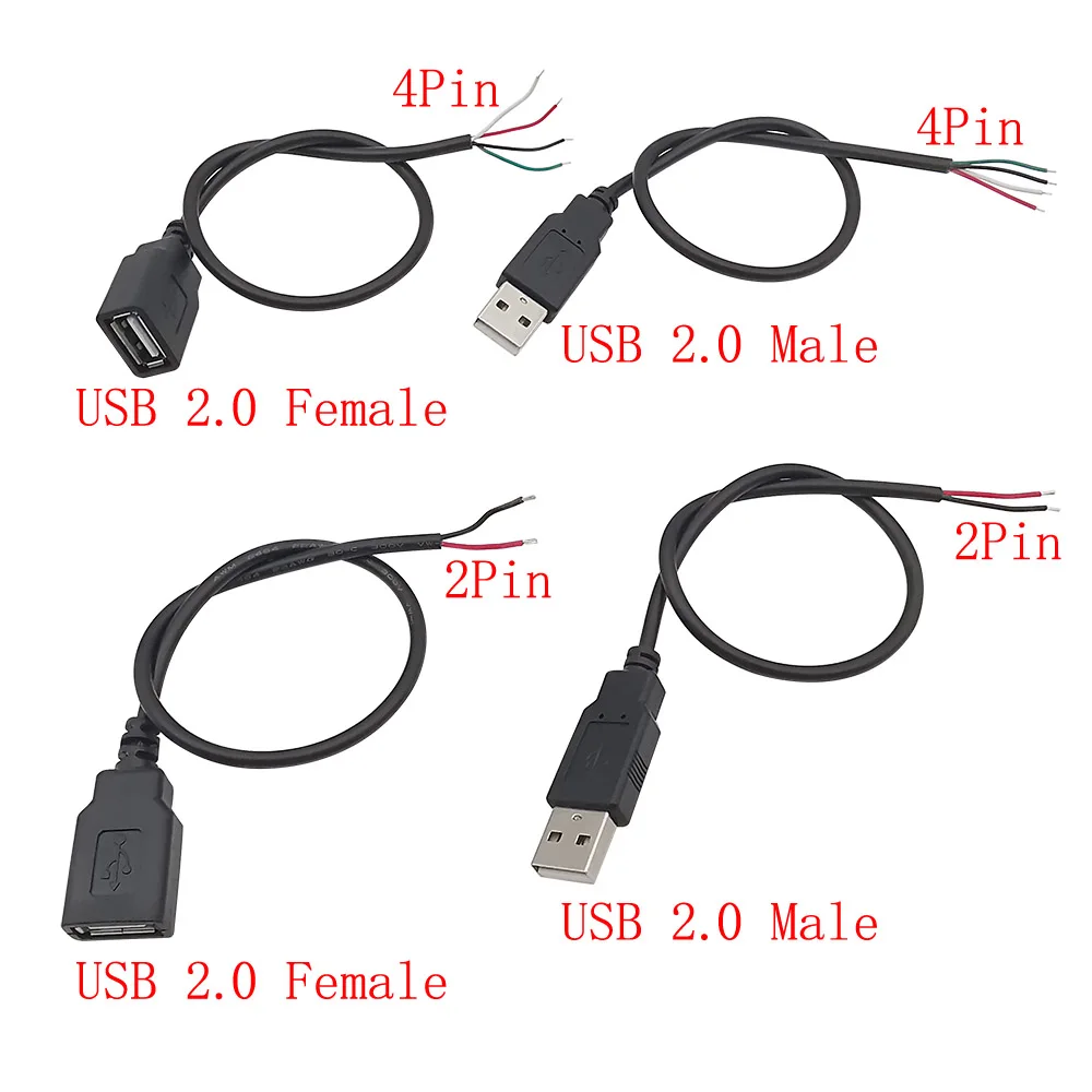 0.3m/1m/2m 5V USB güç  uzatma kablosu 2/4 Pin USB 2.0 tip A erkek fiş/kadın Jack tel şarj şarj kablosu uzatma konektörü