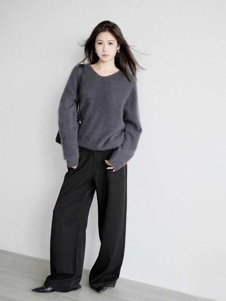 Soft Skin-Friendly Camere Sweater Women's V-Ne Autumn Winter Pure Color mat Commute Sle Long Sve Crew Ne