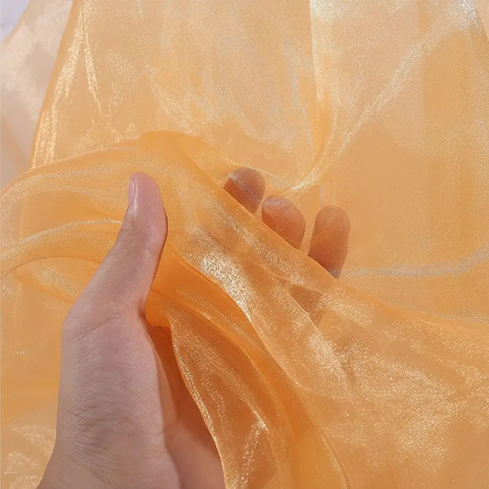 100X150cm Organza Mesh Fabric Lightweight Glossy Smooth Sheer Organza Fabric Colorful Gauze Fabric Sheer Wedding Dress