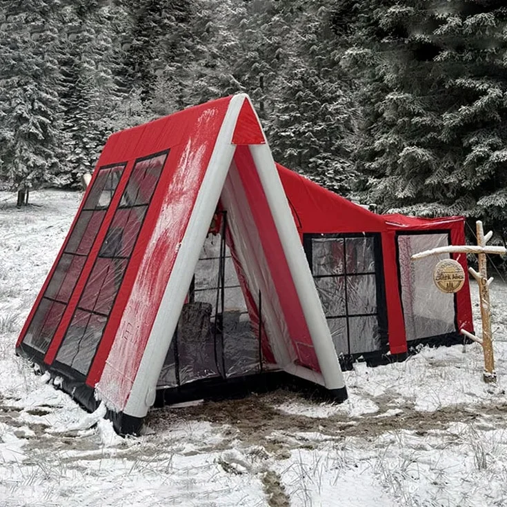 YTYIN Family Outdoor Camping Tent Double Layer Four-Season Oxford Portable Windproof PVC Air Tents House Two Bedrooms Living Roo