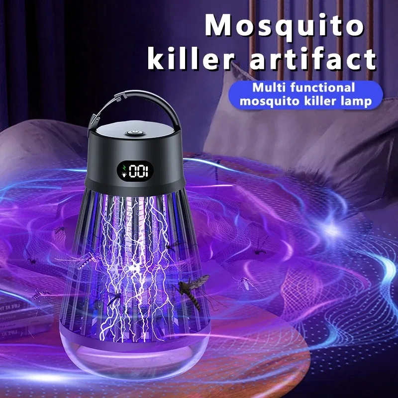 Lámpara Antimosquitos Silenciosa, Repelente Electrónico de Plagas Portátil, Luz UV Antimosquitos, para Interiores, Exteriores y Camping