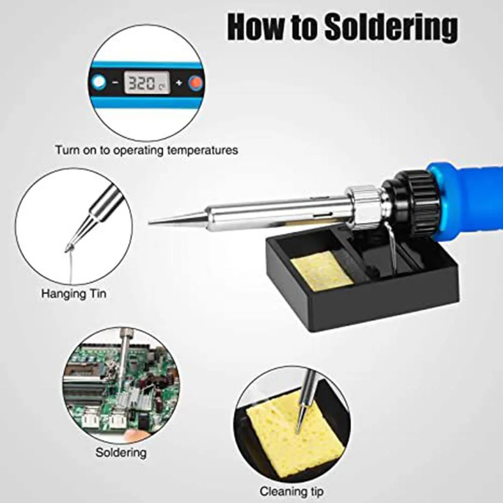Adjustable Temperature Soldering Iron With Tips Kit 80W Digital Temperature Display With LED Display Quick Heating Soldering Kit