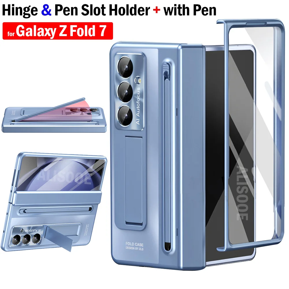 

Z Fold 7 5G Case Touch Pen + Front Glass Funda for Samsung Galaxy Z Fold 7 Hinge Pen Slot Holder Hard PC Cover Capa