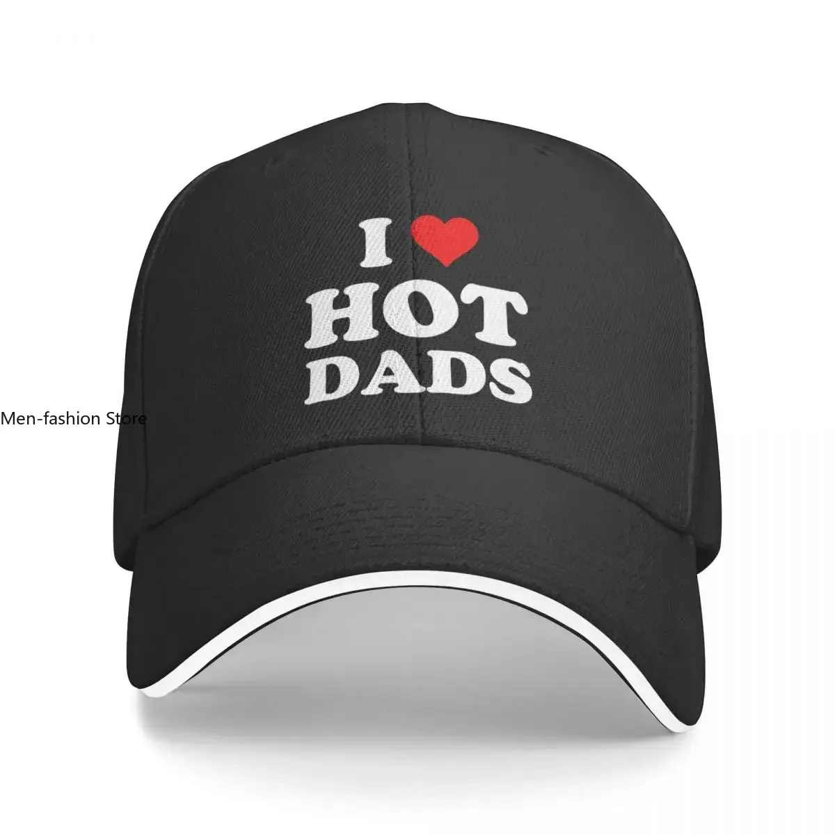 I Love Hot Dads - Heart DILF Lover Baseball Cap Luxury Hat Golf Wear Trucker Hat Luxury Woman Men's