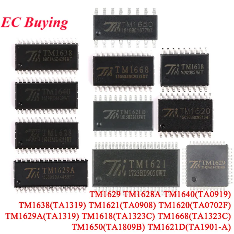 10Pcs/5pcs TM TM1620 TM1629A TM1628A TM1640 TM1629 TM1618 TM1638 TM1668 TM1621 TM1621D TM1650 32*4 14 LED Display Driver Chip IC