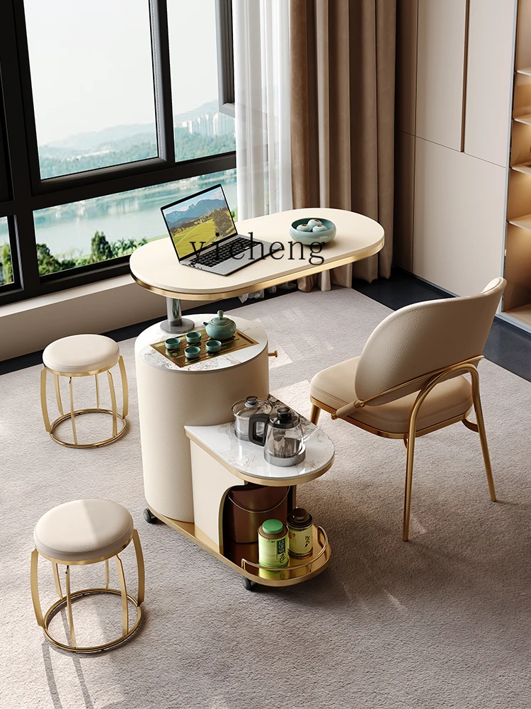 

YXY Mobile Tea Table Tea Desk Balcony Home Small Apartment Rotatable Tea Cart