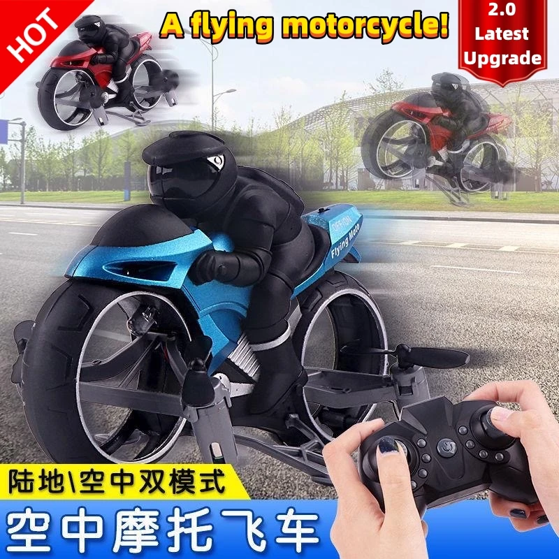 

Stunt Motorcycle 2 In 1 Land Air 2.4GHz Flying Off-roadDrone With 360 Rotation Drift Headless Motorbike festival Kid gift Toy