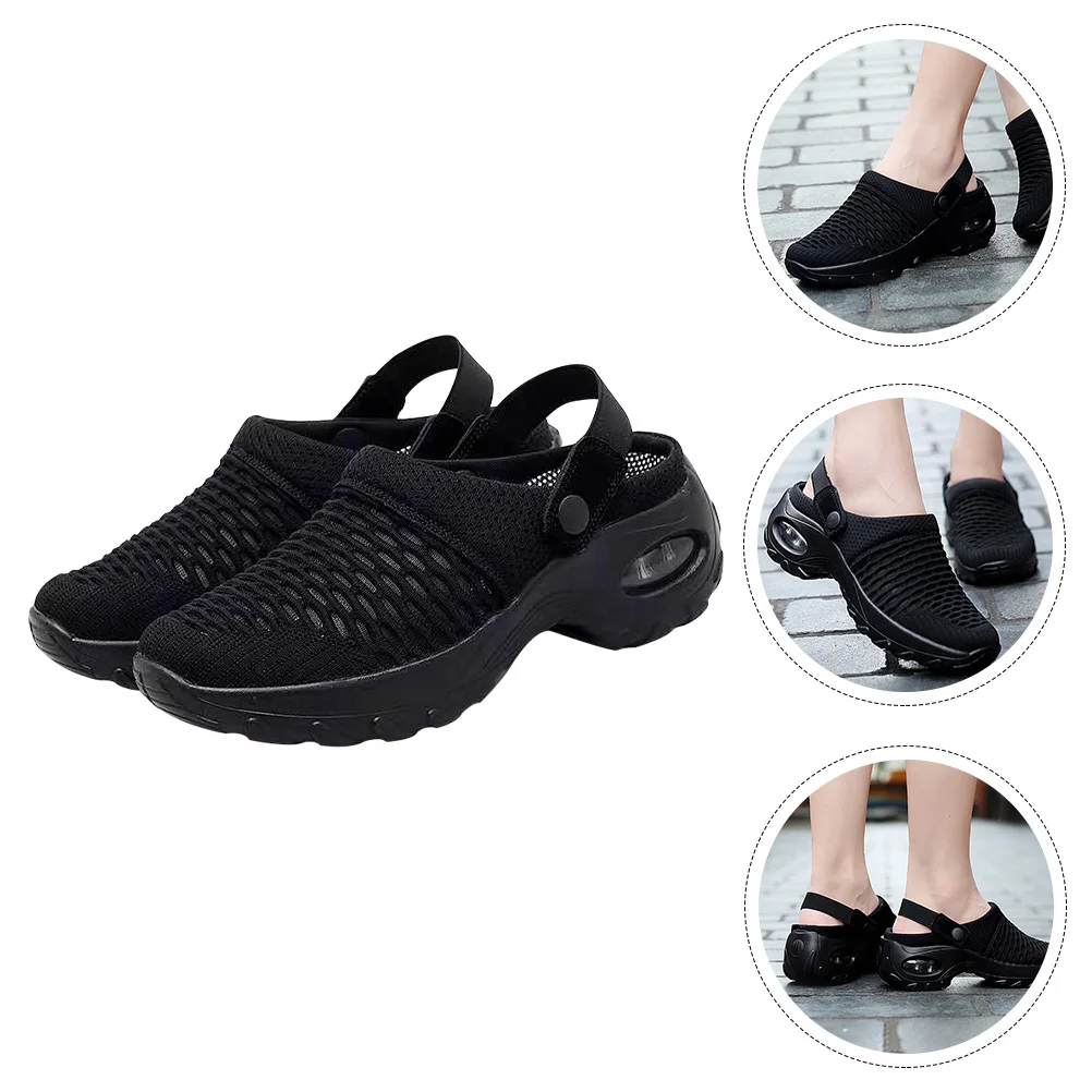 

Summer Mesh Slippers Breathable Shoes Size 37 Black Lightweight Cushion S Comfortable