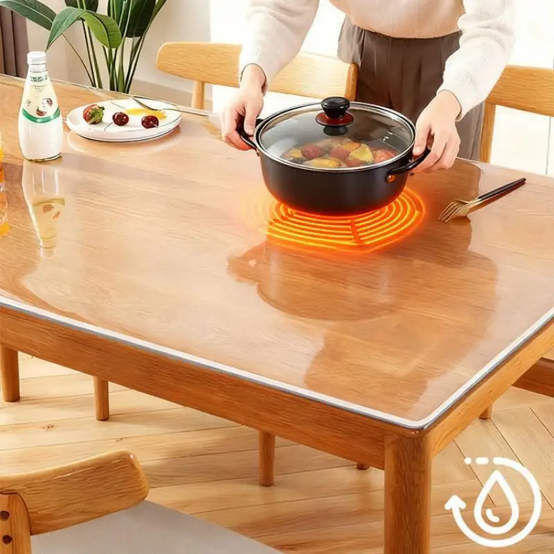 Clear PVC Table Protector Waterproof And Oil-proof Placemats Desk Mats Anti-Scratch For Kitchen Dining