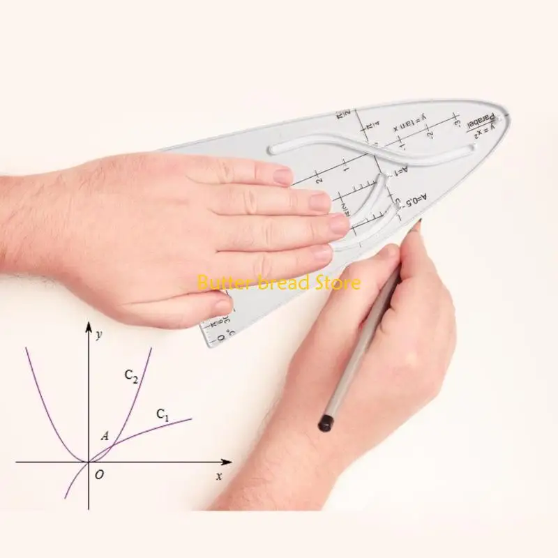 

W89C Drawing Parabolic Template Measuring Tool Draft Ruler for Students Parabolic Stencil Parabolic Template Parabola Ruler