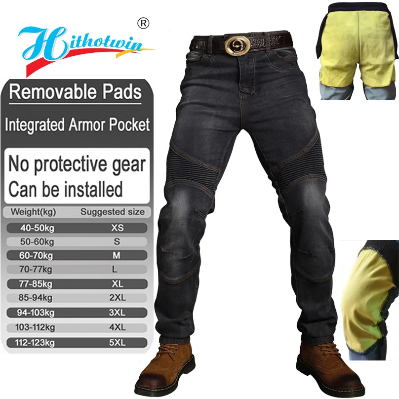 Kevlar motorcycle jeans men abrasion resistant windproof riding pants Four Seasons with armor pockets Armor Not Included 03