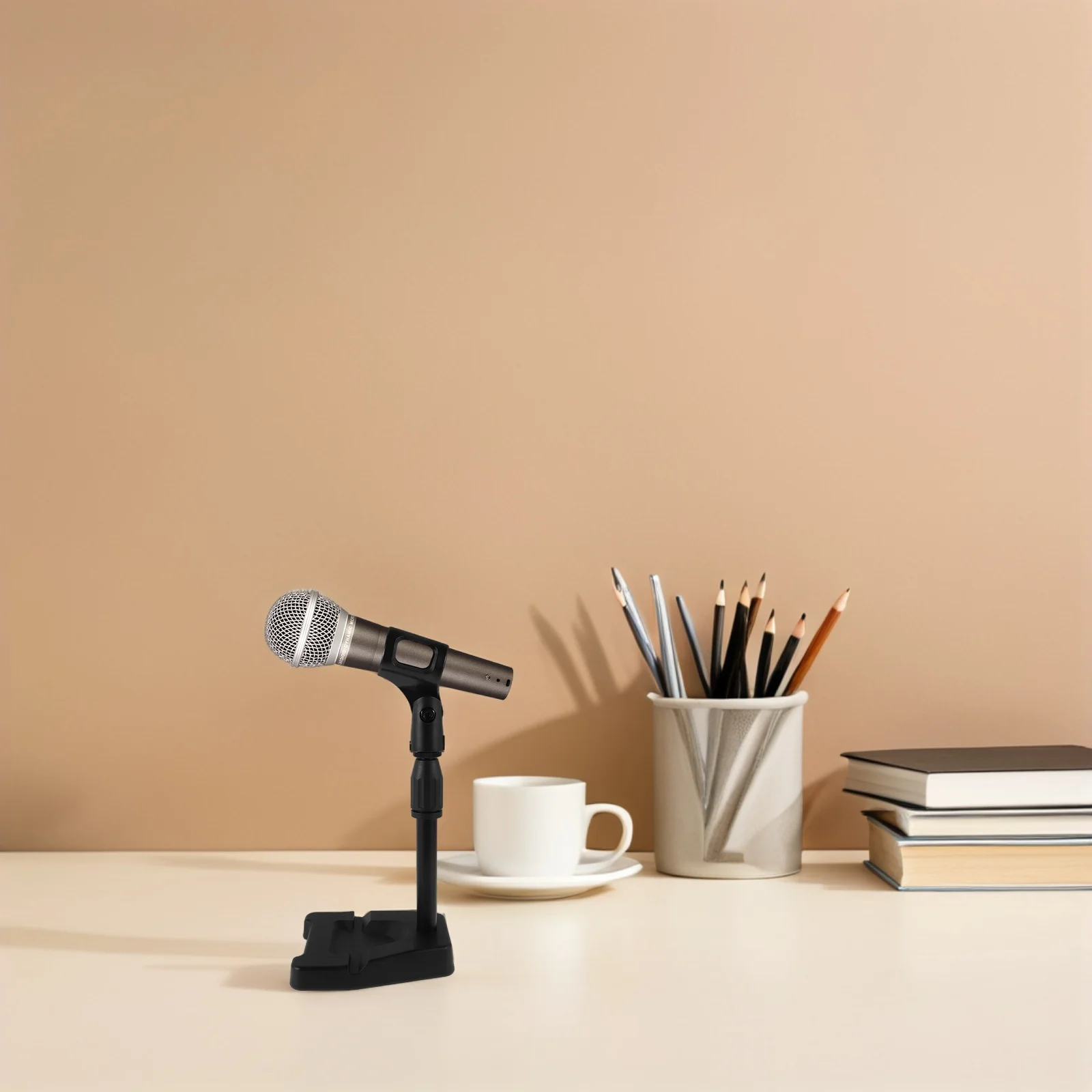

Desktop Microphone Stand Metal Table Mic Clamp Adjustable Angle 360 Rotation Stable A-Shaped Frame Mic Holder for Gaming