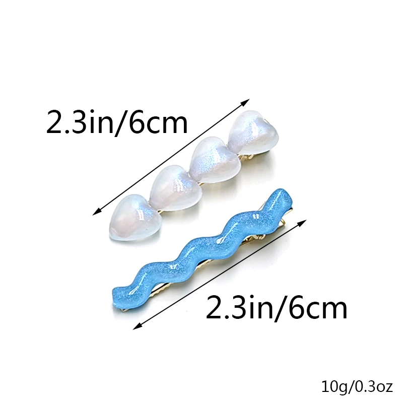 2Pcs/Set Fashion Temperament loving heart Waves Hair Clips For Women Girls Party Hair side Hairpins Hair Accessories