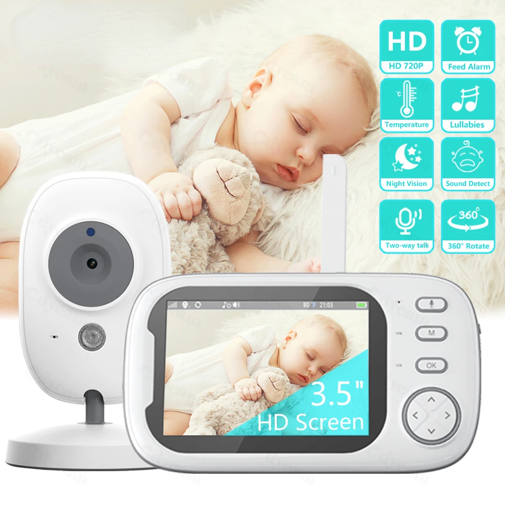 New 3.5 inch Wireless Video Baby Monitor Night Vision Temperature Monitoring 2 Way Audio Talk Baby Nanny Security Camera