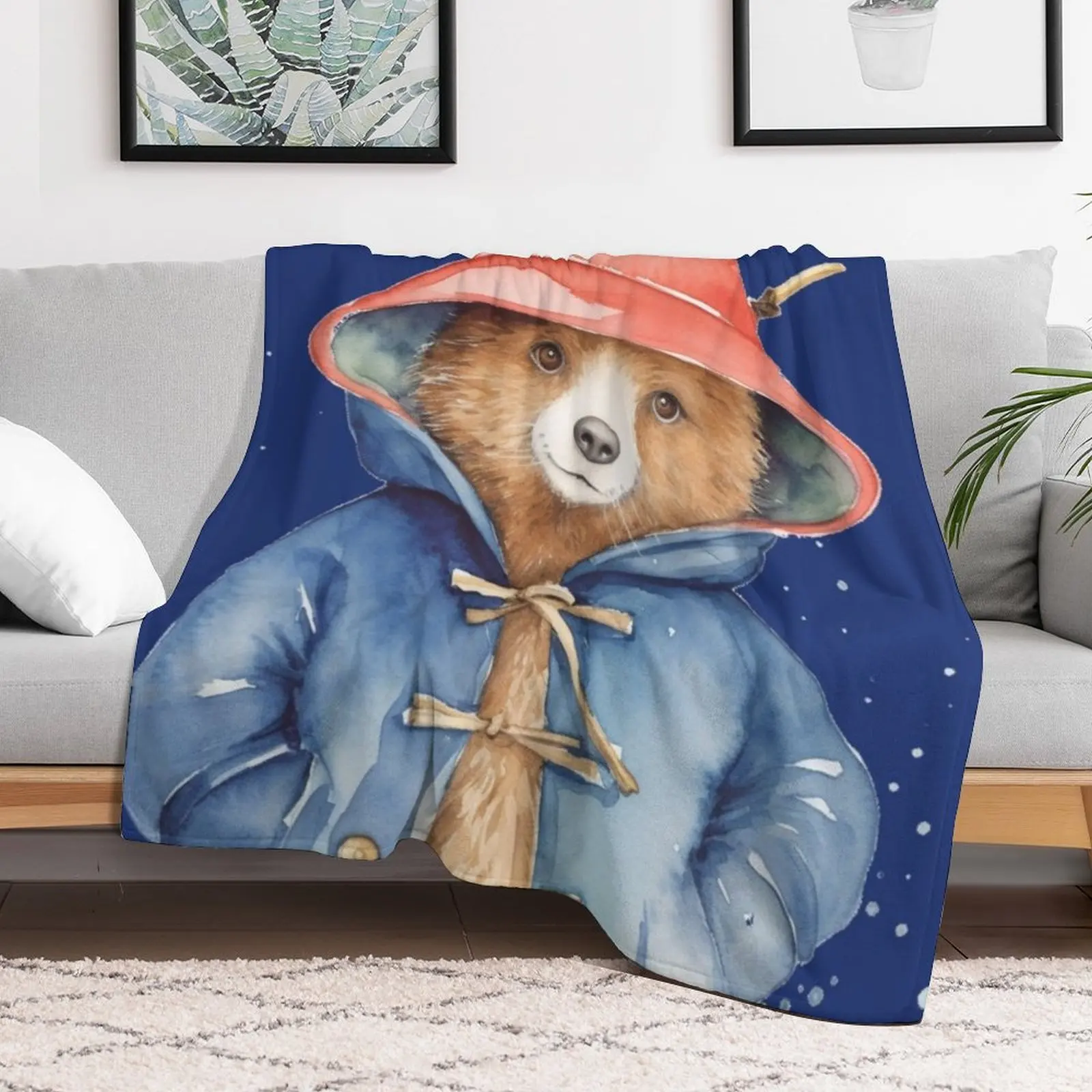 Paddington Bear Watercolour Illustration Throw Blanket