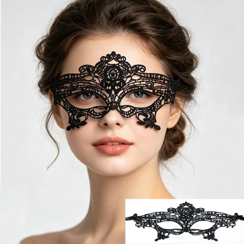 Sexy Frauen Schwarz Spitze Floral Augenmaske Maskerade Prom Gesichtsmaske Prinzessin Königin Party Make-Up Cosplay Nachtclub Spitze Maske Requisiten – Detail 9