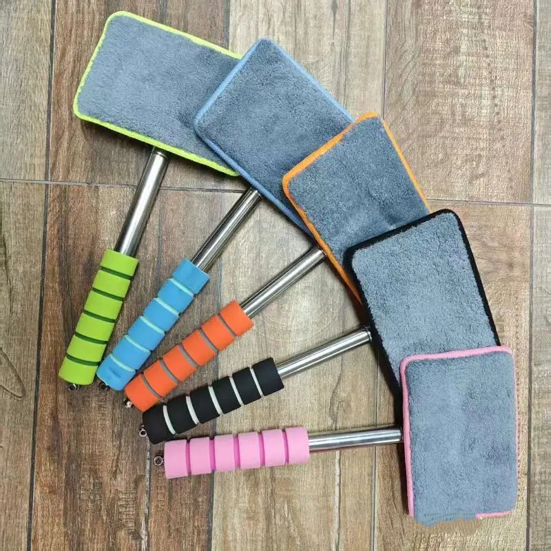 Car Windshield Water Scraper Telescopic Glass Wiper Non-slip Handle Cleaning Brush Cloth for Auto Outdoor Detailing