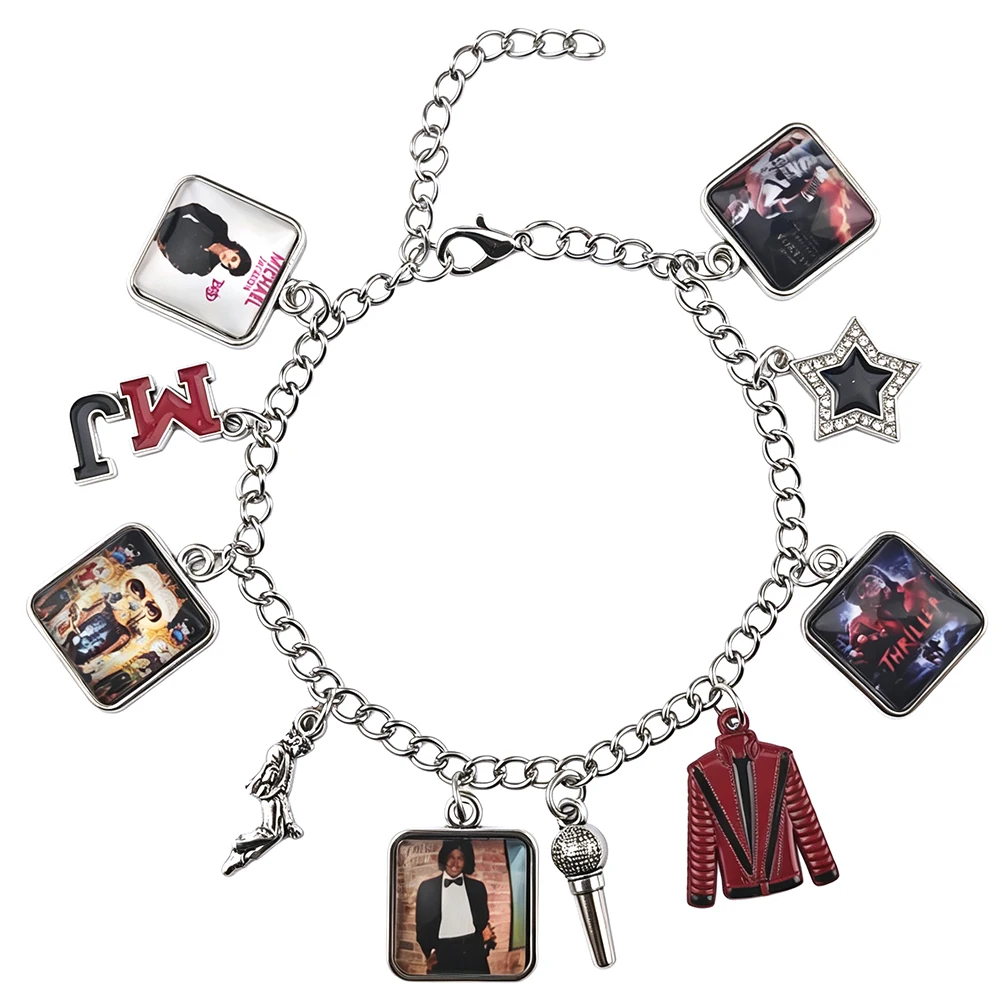 Artist Singer Michael Jack Bracelet Rock Roll Everlasting Classic MJ Pendant Hot Charm Punk Jewelry Men Women Gift