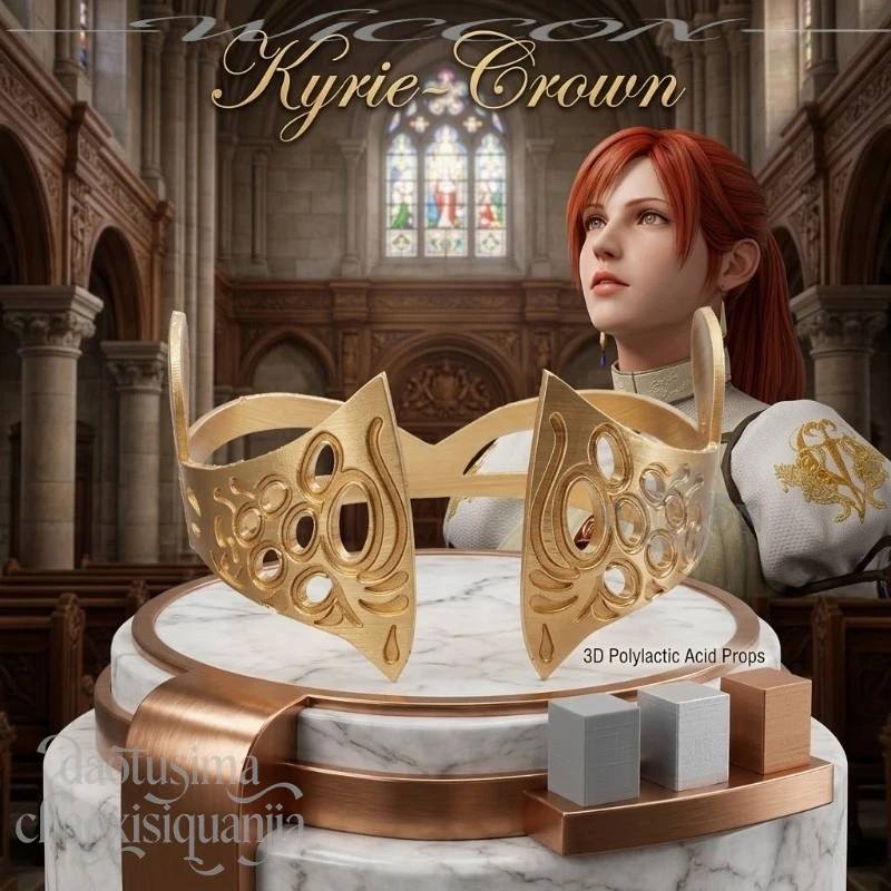 코스Anime Devil 4 Cryy Cosplay Kyrie 3D Polylactic Acid Crown Prop Accessories 코스프레 Golden Headpiece Vintage Headwear Halloween view 6