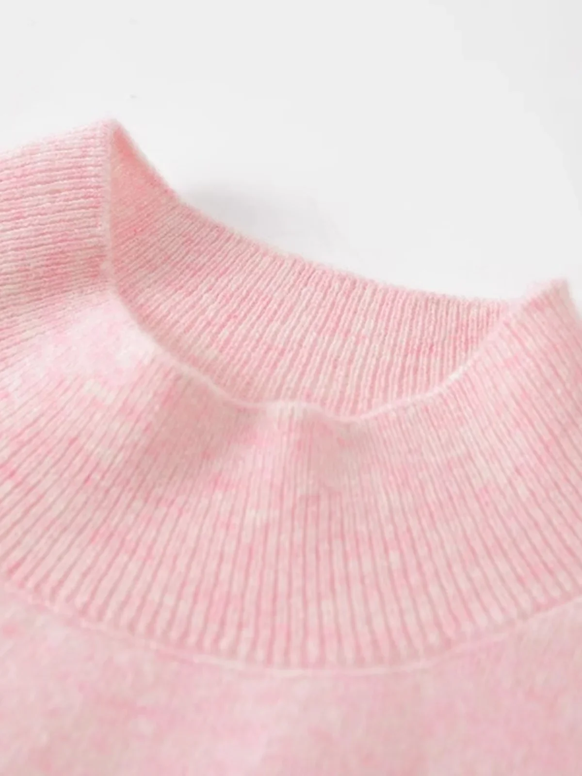 Suéter de mujer de manga larga con cuello simulado, jerséis de punto básicos cálidos para invierno, prendas de punto holgadas sólidas, jersey informal de moda coreana 2025