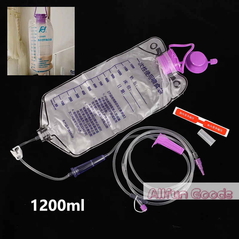 [TG835]1200ml  Plastic Feeding Bag Enteral Nutrition Supply Bag Nasal Feeding Nutrient Gravity Pump Transparent Tube Bag