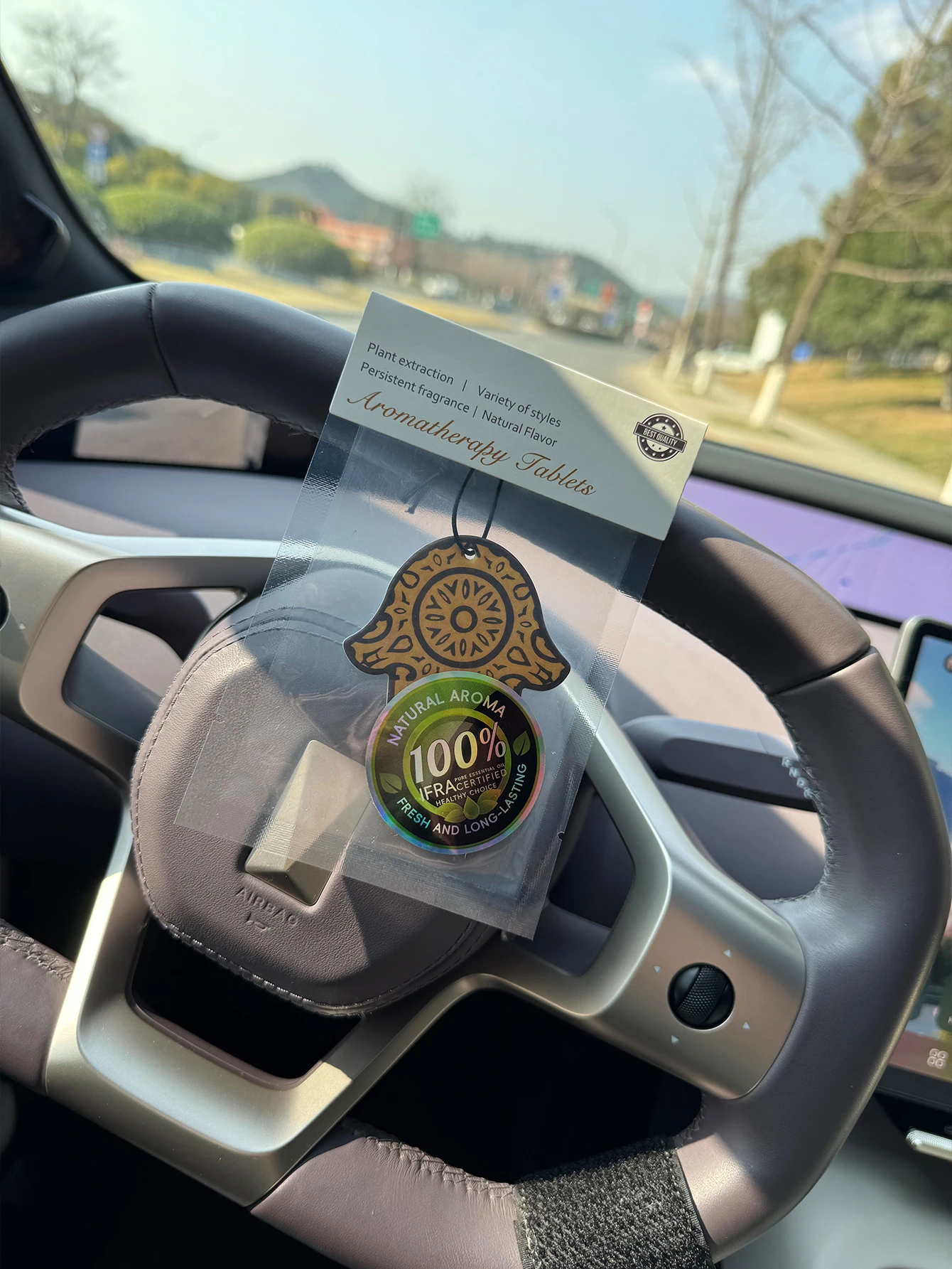 Hamsa Hand, Hand of the Virgin Mary, Five-Star Neutral Car Perfume and Non-Toxic Air Freshener |   Natural Essential Oils and Aromatherapy Scent Tablets (Noroili/Grapefruit/Cedar) |   Hanging Type and Dual-Purpose with Vent Clip |   Long-Lasting Fragrance for 60-90 Days |   Deodorize and Purify the Air |   Suitable for Use in Cars, Homes, Wardrobes, and Bathrooms. |   Same Fragrance as the One Sold in the Store view 4