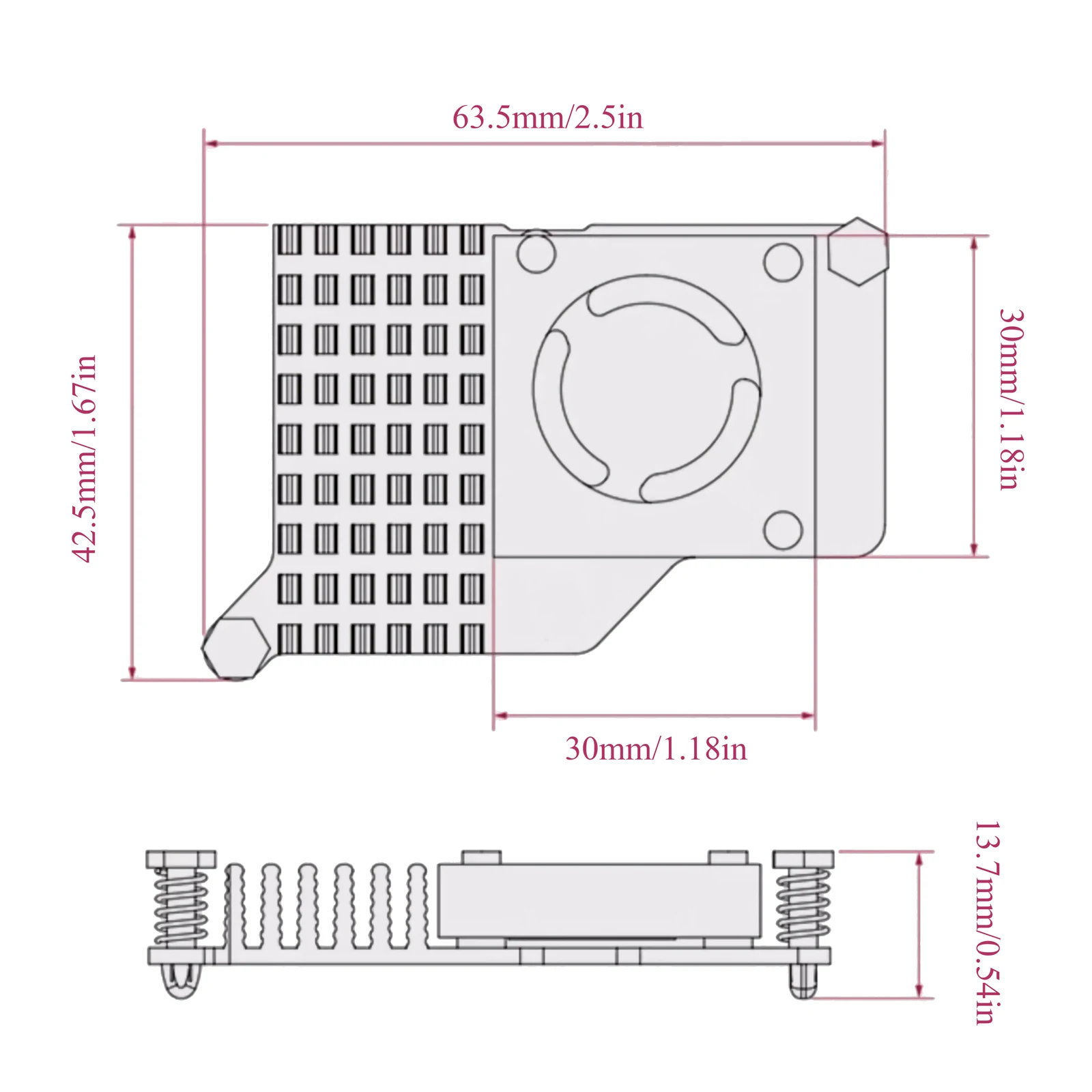 Disipador de calor para Raspberry Pi, Enfriador de aluminio anodizado con ventiladores activos DC 5V, compatible con Control de velocidad PWM para Raspberry Pi 5, 1 piezas