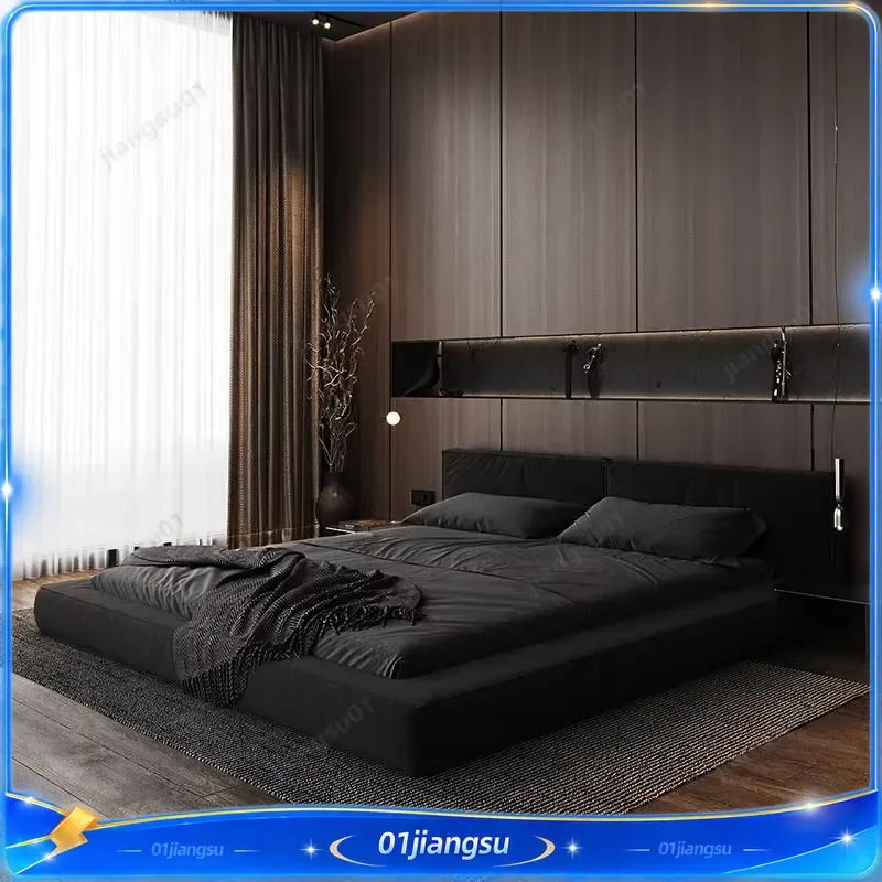 Modern European Style Upholstered Bed Frame with Headboard Luxury American Design Comfortable Double Bed for Bedroom