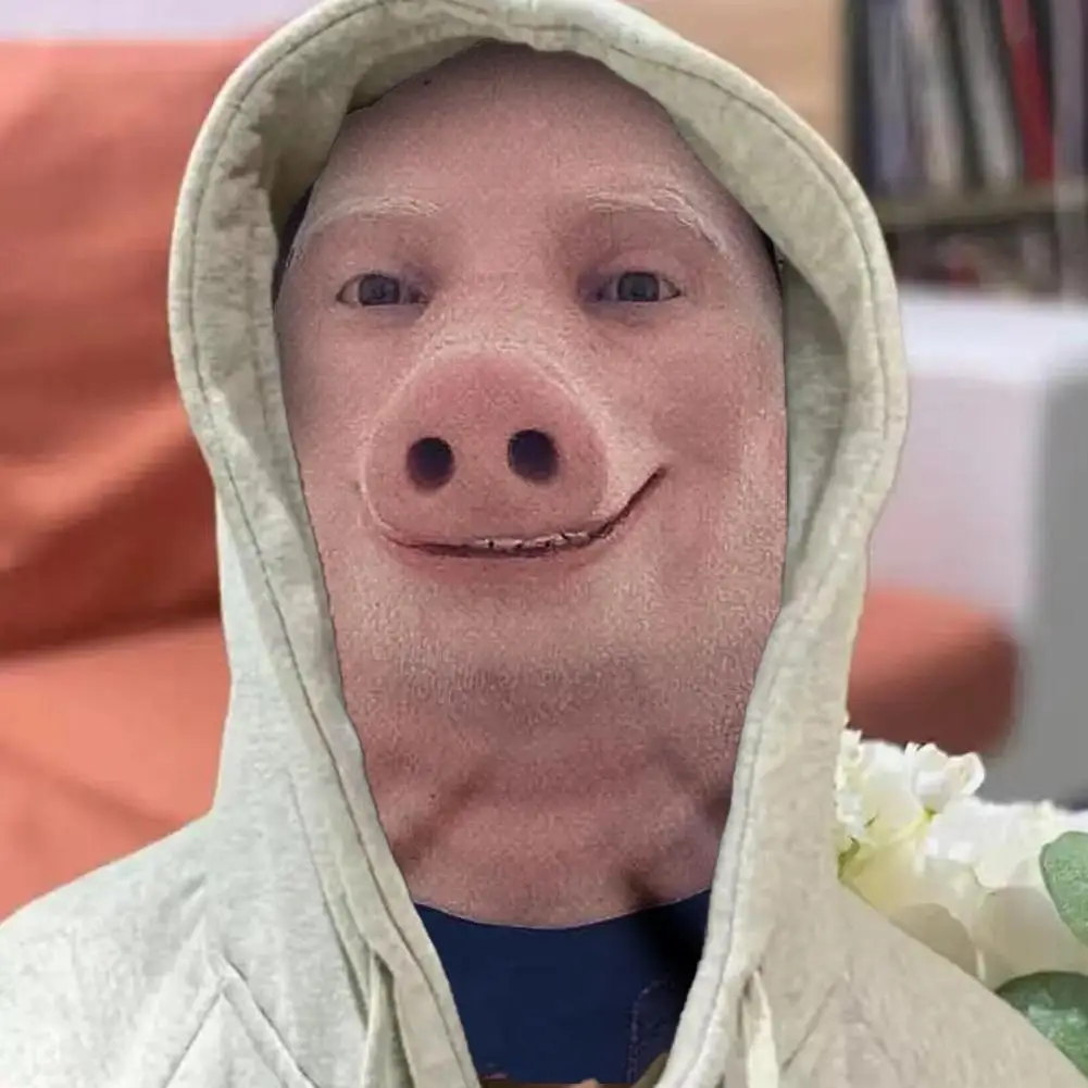 Costumi realistici di maschere traspiranti per balli in maschera di stelle di film europei e americani, maschera di oggetti di scena per feste di John Pig Smile per uomo