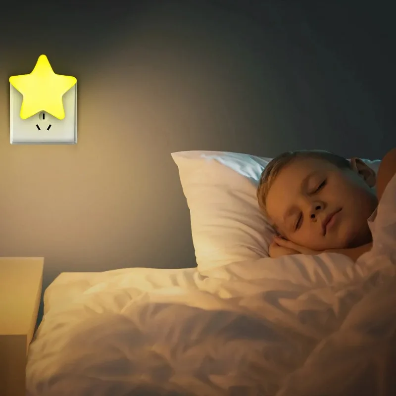 4Color LED Sensor Control Night Light Mini Star LED Night Light With EU/US Plug for Dark Night Baby Sleeping Light Bedside Lamps